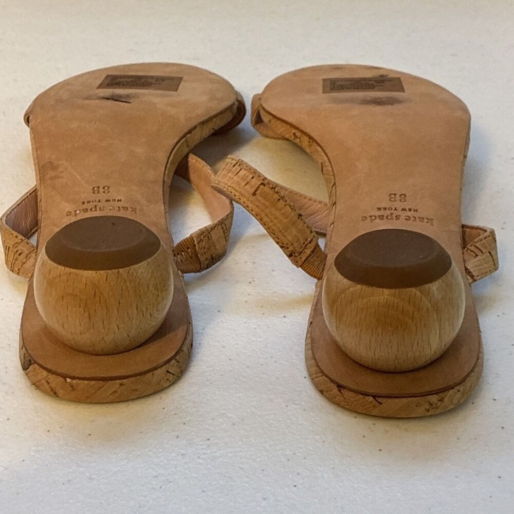 Kate Spade Sandal Women’s New York Palm Springs Leather Slide Natural Sz 8B Shoe - Picture 9 of 15